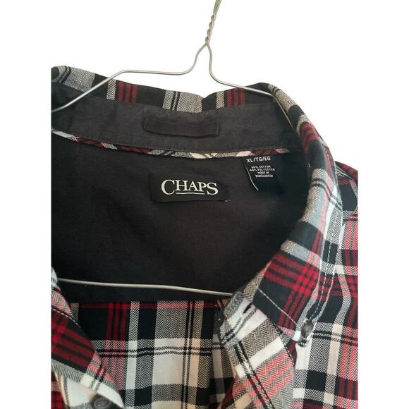 Chaps Men's Red And Black Plaid Button-Down Shirt, Size XL - Picture 2 of 4